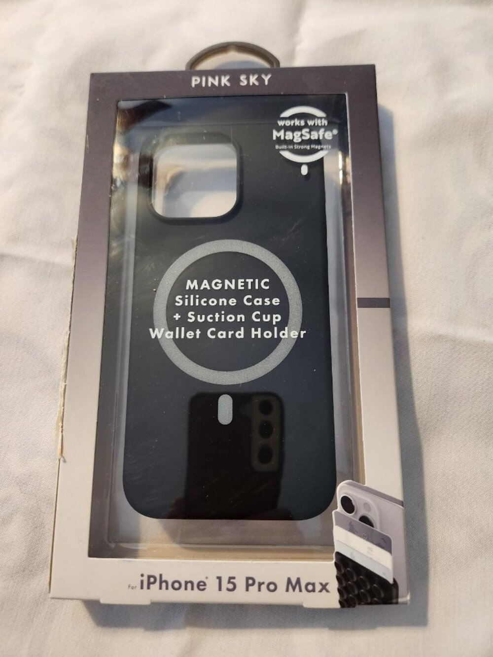 iPhone 15 Pro Max MagSafe Silicone Case + Suction Wallet NEW